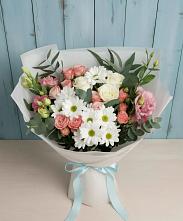 Букет цветов из:  Розы, Лизиантусы и Хризантемы #REPLACE_PRED# Новоселье Ленинградская область
