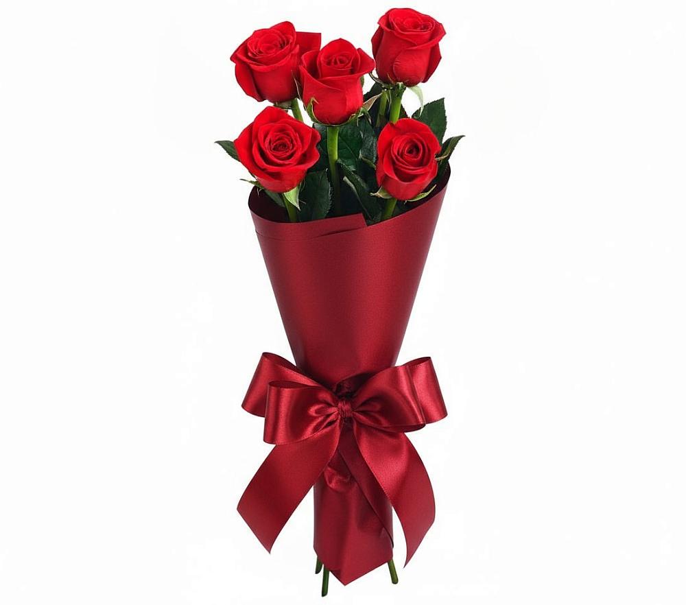 Букет 5 Красных роз Эдлесс Лав в Новоселье Ленинградская область