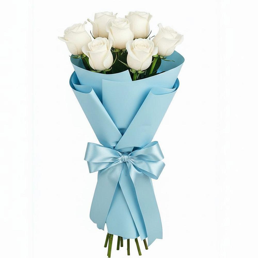 Букет 7 белых роз Проуд в Новоселье Ленинградская область