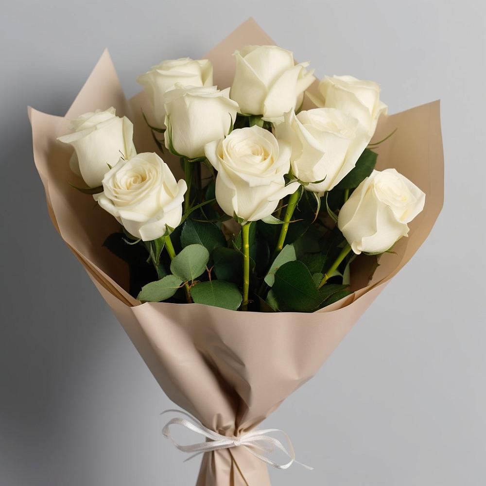 Букет 9 Белых роз Эдлесс Лав в Новоселье Ленинградская область
