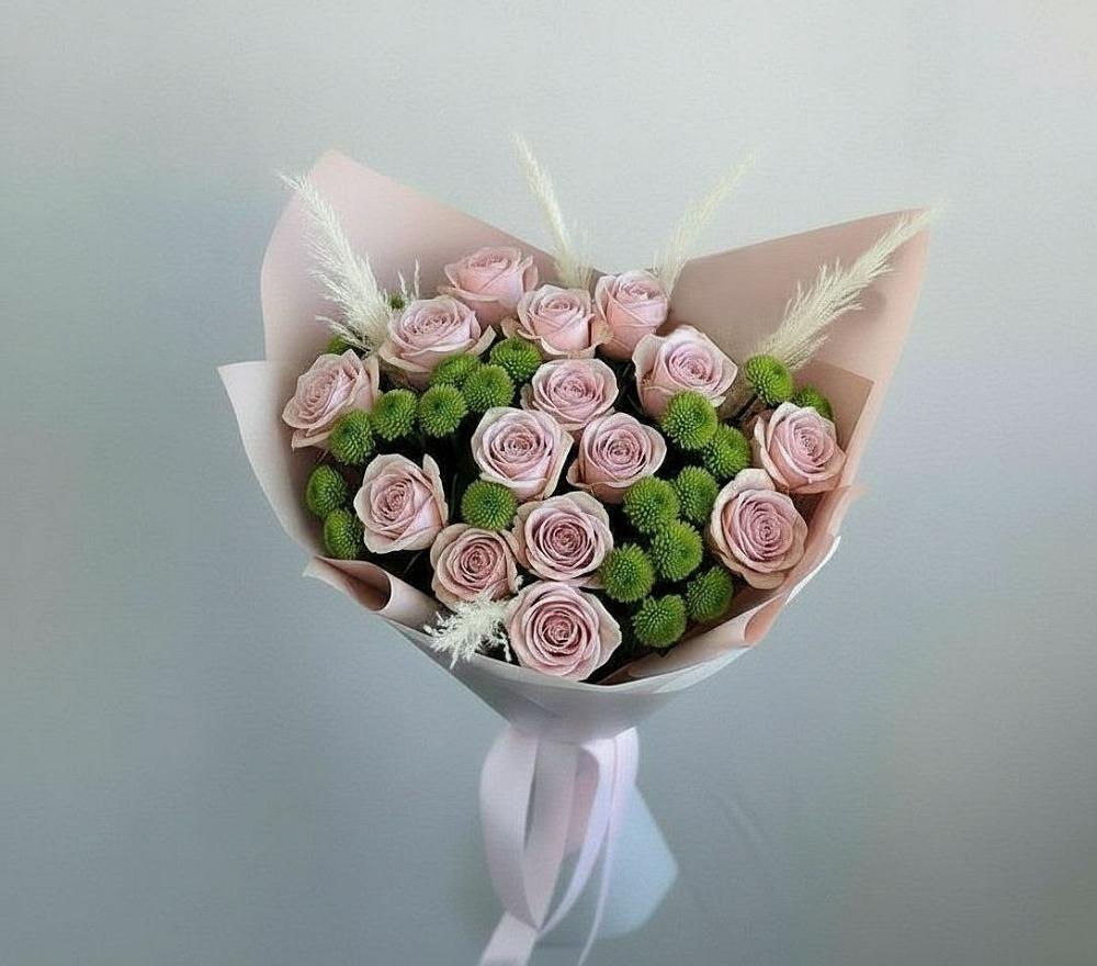 Букет цветов из: Розы и Хризантемы в Новоселье Ленинградская область