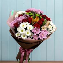 Букет цветов из:  Розы, Хризантемы и Альстромерии в Новоселье Ленинградская область