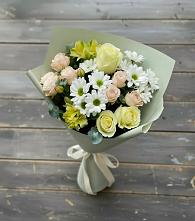 Букет цветов из:  Альстромерии, Розы и Хризантемы в Новоселье Ленинградская область