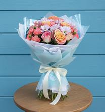 Букет цветов из:  Хризантемы и Розы в Новоселье Ленинградская область